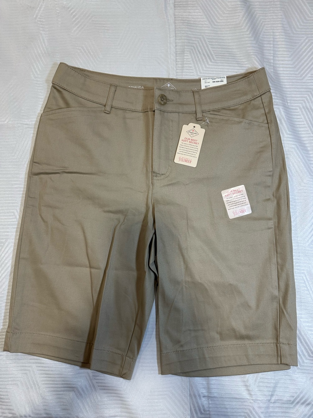 St. John's Bay Secretly Slender Tummy Control Bermuda Shorts Biscotti Size 10/30